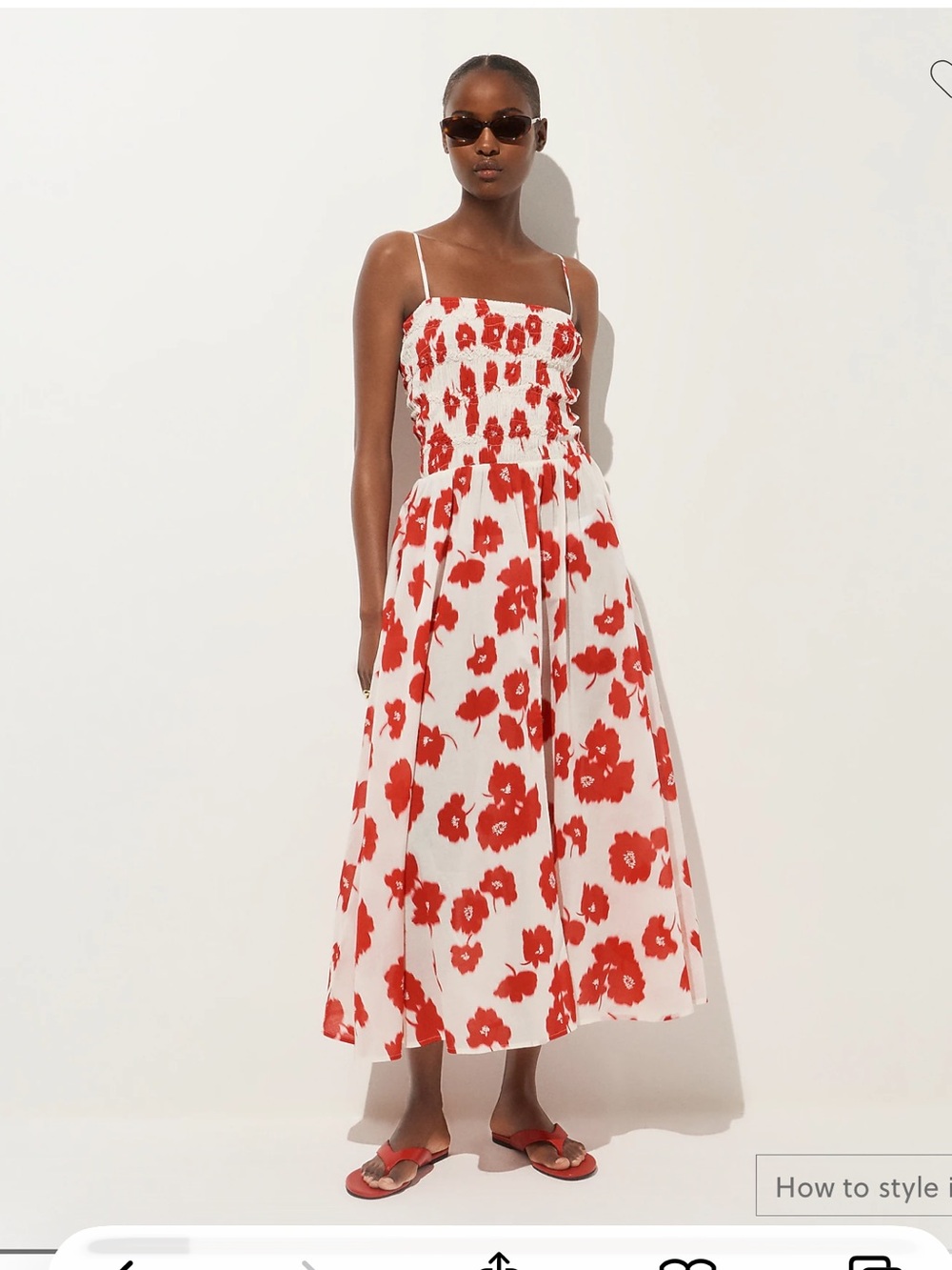 J. Crew Smocked maxi dress in cotton voile vintage daisy print NWT